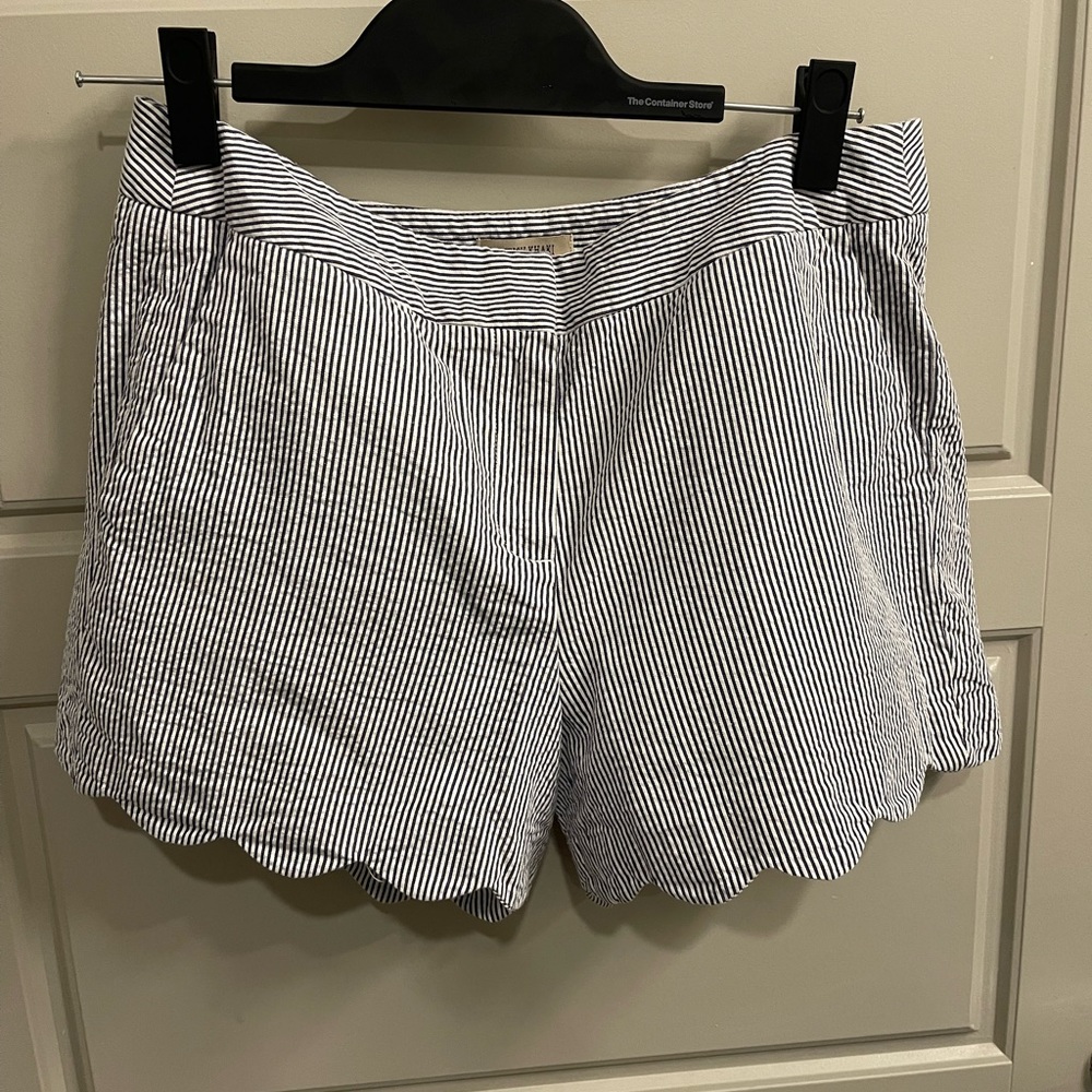 Blue & White Scalloped Striped Shorts - Size 6